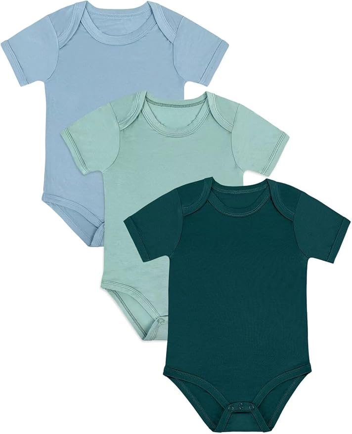 Bamboo Rayon Baby Bodysuit,Short Sleeve Bodysuits Solid Color Outfits for Infant Boys Girls Soft Clothes