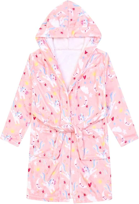 CHILDRENSTAR Girls Robe Kids Cat Bathrobes Plush Soft Fleece Pajamas Sleepwear