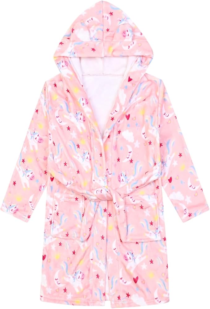 CHILDRENSTAR Girls Robe Kids Cat Bathrobes Plush Soft Fleece Pajamas Sleepwear
