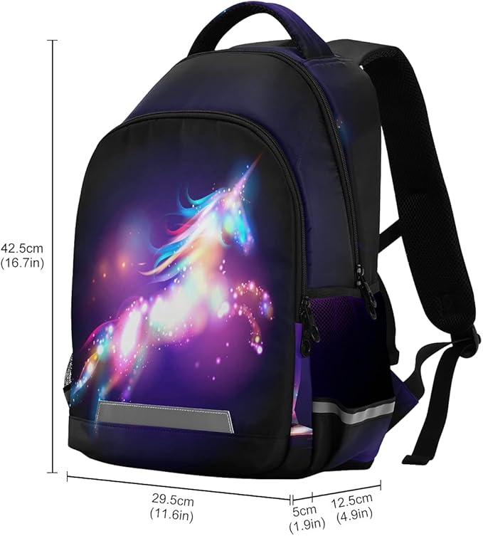 MNSRUU School Backpack with Chest Strap, Colorful Unicorn Laptop Backpack, Travel Hiking Backpack for Boys Girls, Rucksack, Knapsack