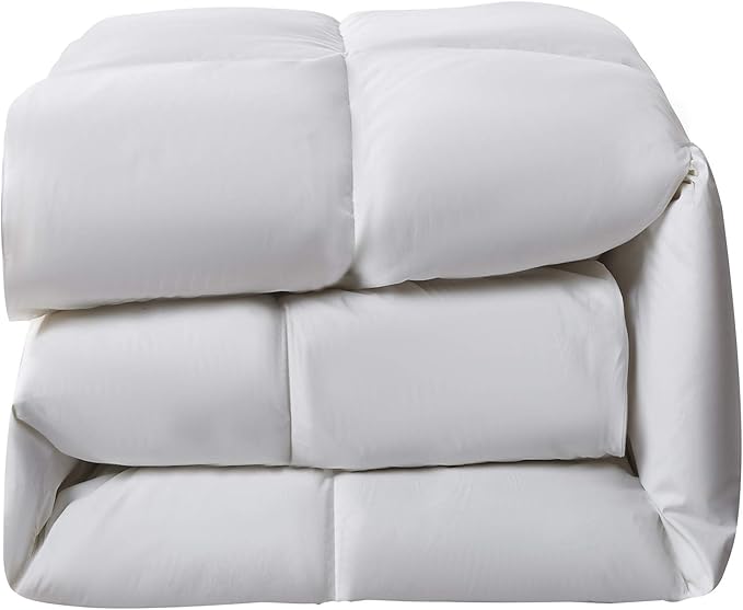 Serta Goose Feather Down Fiber Cotton Comforter Queen Size - 100% Cotton Duvet Insert - Hotel Luxury Hypoallergenic Bedding Comforter Extra Warmth 90 x 90 Inch White