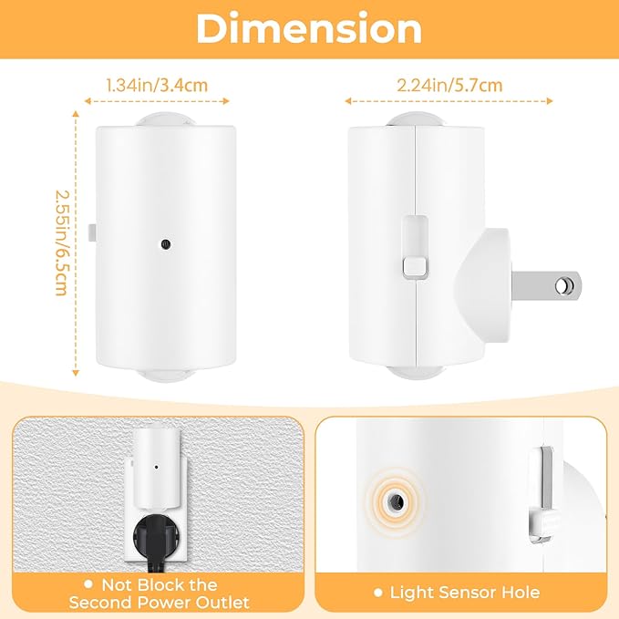 BMXKPO Dimmable LED Night Lights Plug into Wall, Rotatable Plug-in Night Light, Dusk to Dawn Sensor, Adjustable Brightness 0-200Lm,3000K Soft White,for Bedroom, Hallway, Stairway, 4 Pack