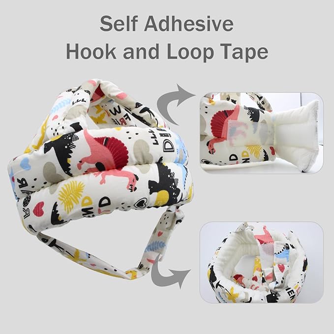 Baby Head Protector Baby Helmet for Crawling Walking, No Bumps Safety Head Adjustable Protective Cap for Walking, Playing (Dinosaur A)