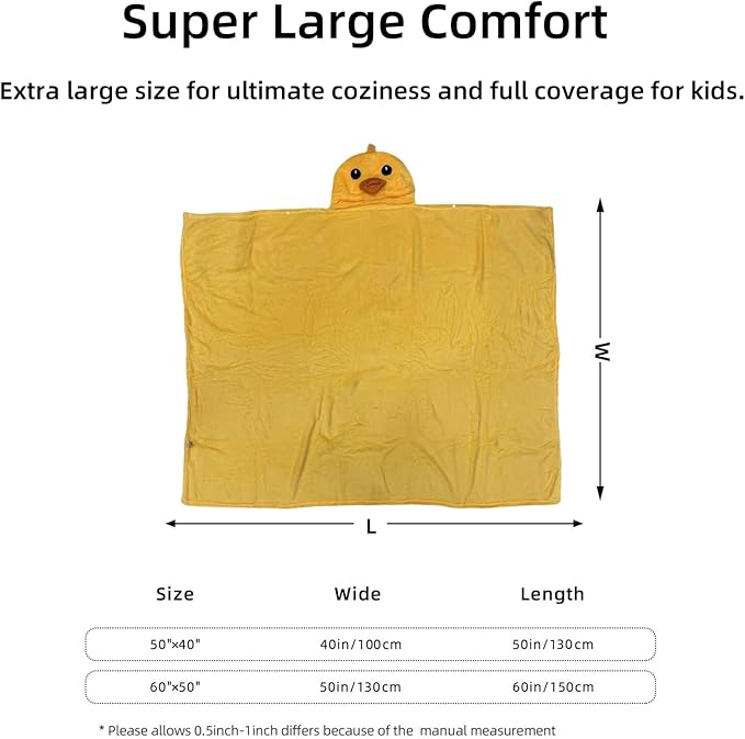 Wearable Blanket Hoodie for Kids Toddlers Hooded Towels Soft Cozy Wearable Throw Blanket Hoodie for Boys Girls