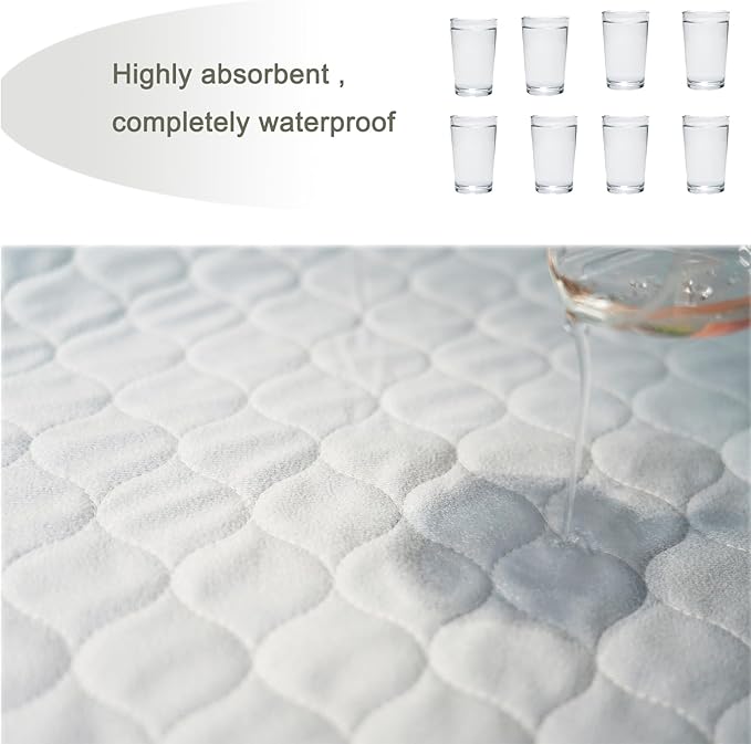 Leakproof Bed Pads 2 Pack Soft-Brushed Absorbent Incontinence Bed Pee Underpads Washable Reusable 34X36 inches Fit Twin Bed Durable Waterproof Draw Sheet Mattress Protector