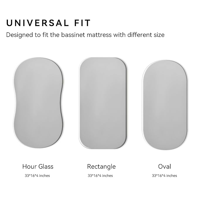 TILLYOU Baby Bassinet Sheets for Girls Boys, Fit for Hourglass Oval Rectangle Bassinet Mattress Sheets, 33”X16”, 2 Pack Lion's Paradise and Grey