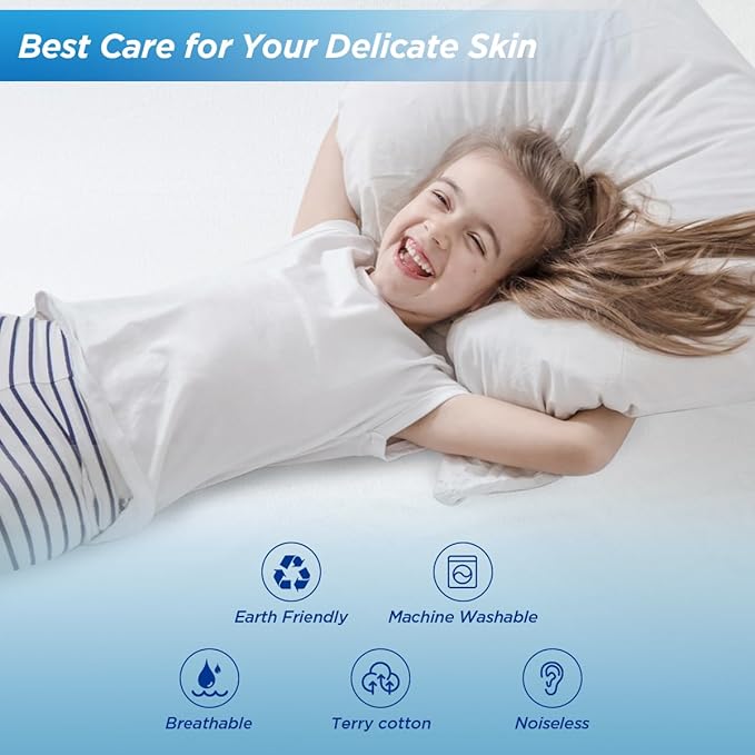 Waterproof Mattress Pad Protector 100% Organic Cotton Hypoallergenic Breathable Mattress Pad Cover, Deep Pocket (Twin XL)