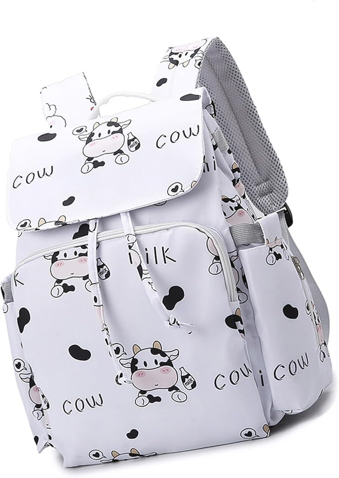 Multi Compartment Diaper Bag with Stylish Print Design Waterproof Oxford Fabric Backpack for Moms Travel Outdoor