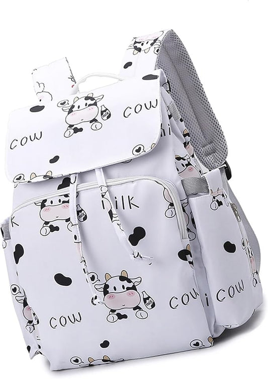 Multi Compartment Diaper Bag with Stylish Print Design Waterproof Oxford Fabric Backpack for Moms Travel Outdoor