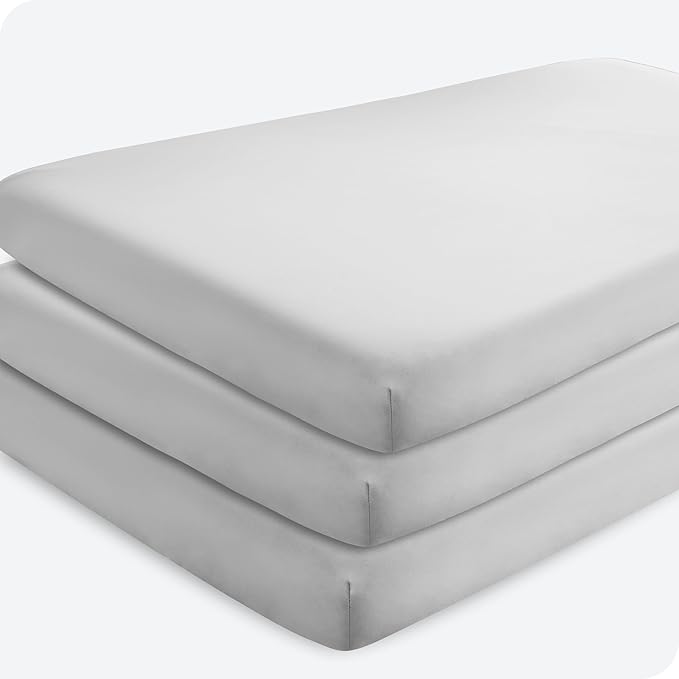 Bare Home 3-Pack Fitted Crib Sheet - Premium 1800 Ultra-Soft Microfiber - Breathable - Baby Sheet - for Boys & Girls - Fits Standard Crib and Toddler Mattresses (Cloud Grey)