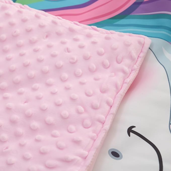 4 Piece Toddler Bedding Set - Ultra Soft Breathable Toddler Bedding Set for Girls, Includes Quilted Comforter, Flat Sheet, Fitted Sheet and Pillowcase(Unicorn)