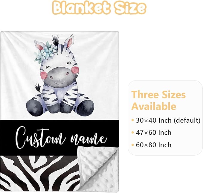 Custom Crib Bedding Set - 3 Pcs Personalized Name Baby Bedding Set for Nursery, Cool Double Layer Baby Crib Set for Boys Girls, Customized Gifts for Infant Toddler New Parents, Striped Zebra