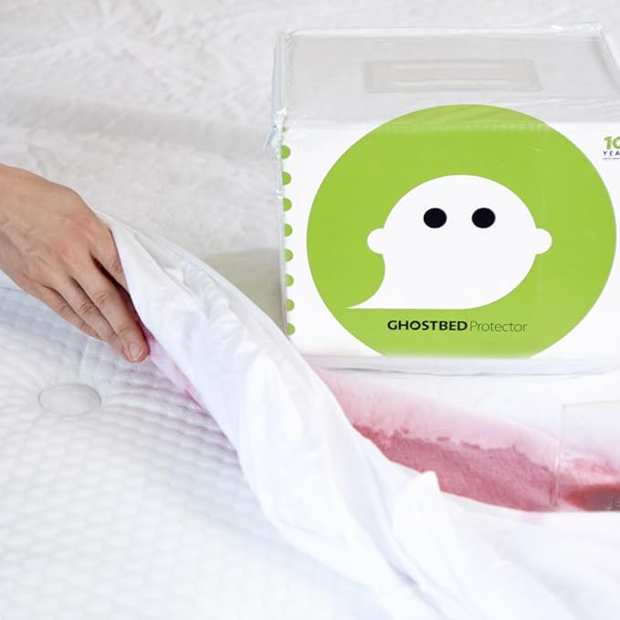 GhostBed Water Resistant Mattress Protector Cover - Noiseless, Lightweight, Breathable and Plastic-Free - Twin XL White