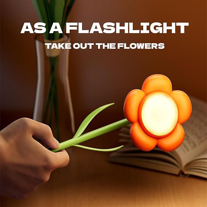 KangTen CHEN Sunflower Flower Lamp Rechargeable Cordless Led Reading Light,3-Colour Infinitely Dimming Small Night Light for Festival Gifts for Mom Girlfriend Grandma