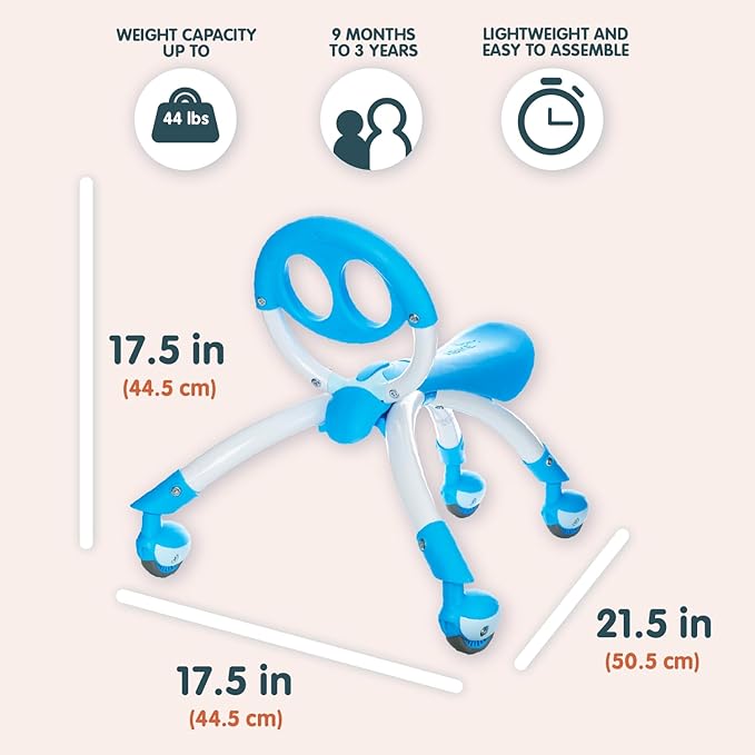 YBIKE Pewi Walking Ride On Toy - from Baby Walker to Toddler Ride On for Ages 9 Months to 3 Years Old, YPIW3, Blue