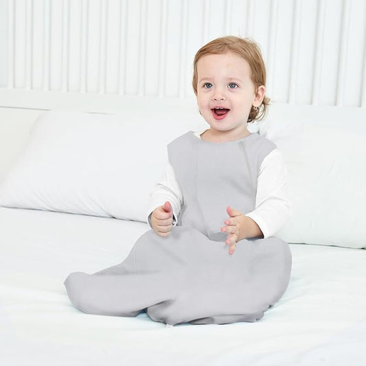 Rayon from Bamboo Sleep Sack Baby Wearable Blanket 0.5 Tog Soft Kids Sleeping Bag Toddler Sleeveless 0-6 Months Infant Newborn Swaddle Blanket 2-Way Zipper Unisex Boys Girls Sleepsack Grey