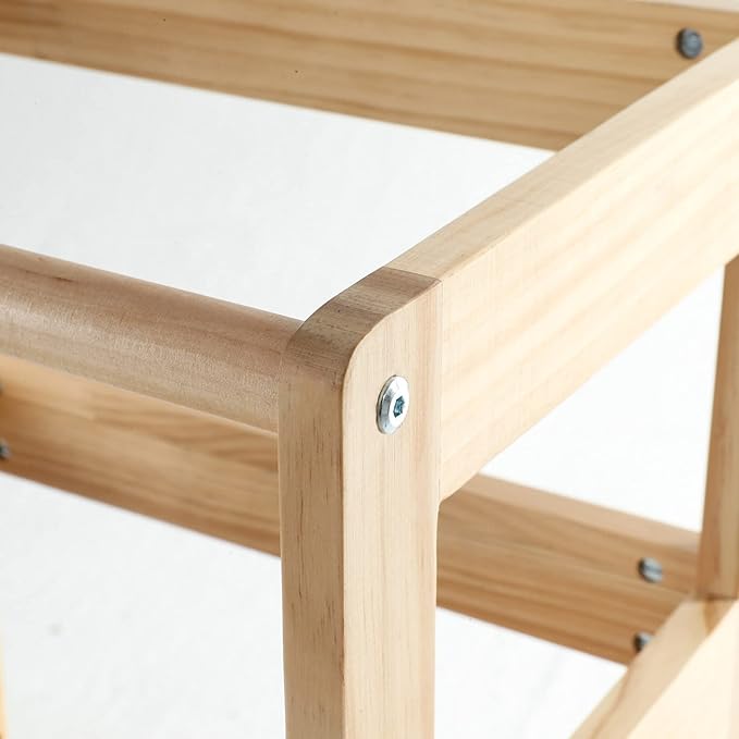Mother's Helper Adjustable Height Kitchen Step Stool, Kids Helper Learning Stool Toddler Tower with Safety Rail for Kitchen Counter, Montessori Stool (Natural)
