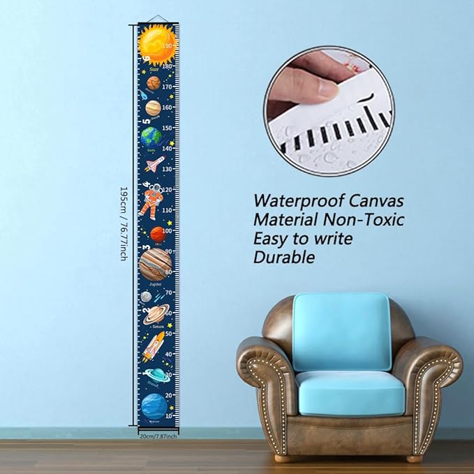 Baby Growth Chart for Wall - Outer Space Height Chart for Kids Nursery Decor Wall Hanging Measurement Ruler Toddlers Kids Room Decor Birthday Christmas Gifts for Boys and Girls 79"X7.9" (Planets)