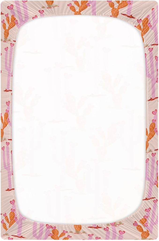 Cute Cowgirl Western Crib Sheets Soft Breathable Fitted Baby Crib Sheets Mattress Cover for Girls Boy, 52" x 28" x 9"