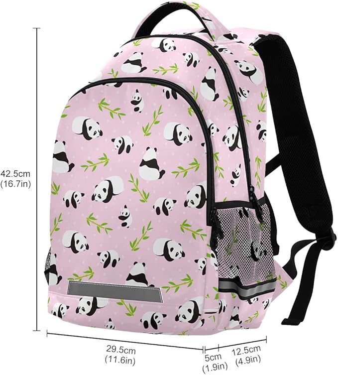 MNSRUU School Backpack with Chest Strap, Animal Cute Panda Bear Laptop Backpack, Travel Hiking Backpack for Boys Girls, Rucksack, Knapsack One Size