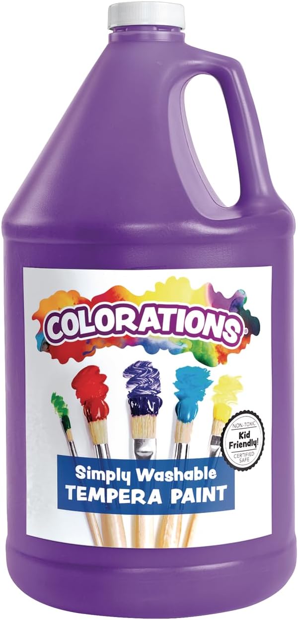 Colorations Paraben-Free Washable Tempera Paint for Kids - 1 Gallon Value Size. Vibrant Purple, Non-Toxic and Made in The USA