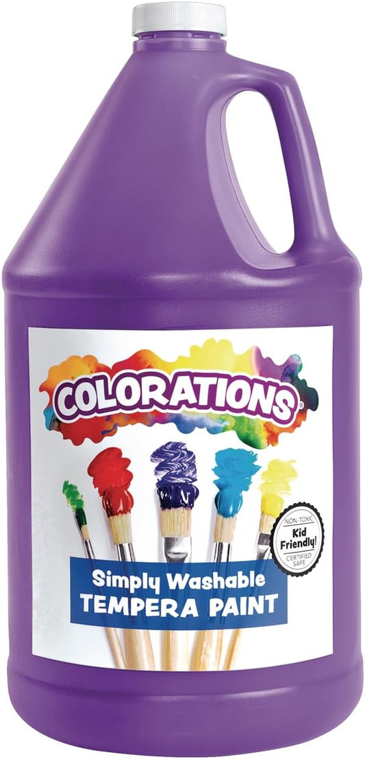 Colorations Paraben-Free Washable Tempera Paint for Kids - 1 Gallon Value Size. Vibrant Purple, Non-Toxic and Made in The USA