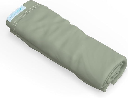 QuickZip Crib Extra Zip-On Sheet (SecureFit Wraparound Base Not Included) - Faster, Safer, Easier Baby Crib Sheets - Moss Green 100% Cotton - Fits All Standard Crib Mattresses