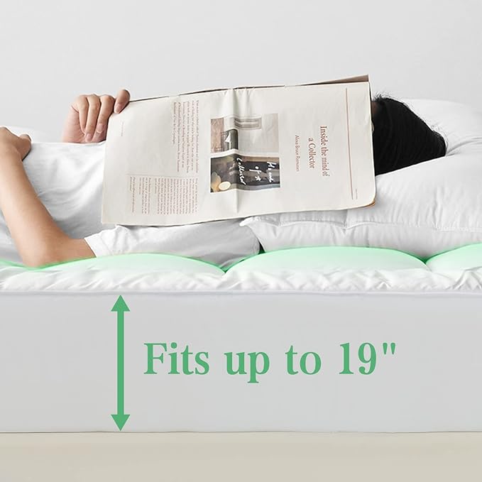 UNILIBRA Twin XL Size Mattress Pad Cooling Rayon from Bamboo, Quilted Fitted Mattress Protector Pillow Top Mattress Cover with Deep Pocket Up to 19 Inches, Ultra Soft Filling Mattress Topper