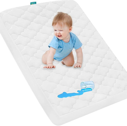 Pack and Play Mattress Protector Waterproof, Pack and Play Mattress Pad Cover Quilted- 39" x 27" for Graco Playard | Mini & Portable Mattresses -Washable Ultra Soft Waterproof Sheets Fitted