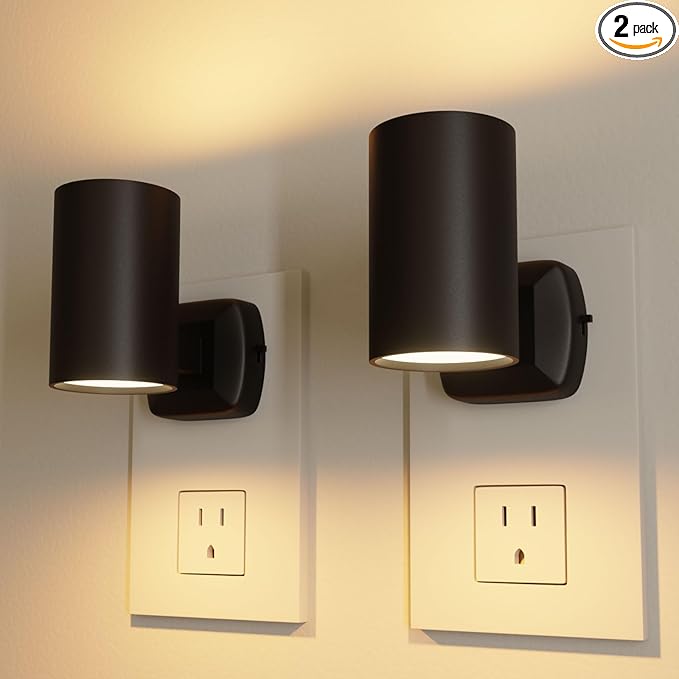 NOVELUX ETL Certified 2700K Night Lights, Modern Night Lights Plug into Wall, Dusk to Dawn Light Sensor Nightlights, Warm White, Adjustable Brightness, Night Light for Kids,Hallway,Stairway, 2 Pack