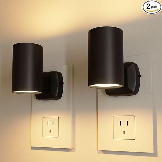 NOVELUX ETL Certified 2700K Night Lights, Modern Night Lights Plug into Wall, Dusk to Dawn Light Sensor Nightlights, Warm White, Adjustable Brightness, Night Light for Kids,Hallway,Stairway, 2 Pack