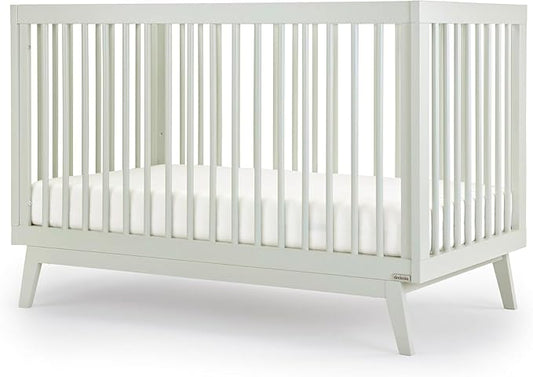 dadada Baby Soho 3-in-1 Convertible Wooden Crib to Toddler Bed - Made in Italy, GREENGUARD Gold Certified, Baby-Safe Finish, Handcrafted Beechwood, Modern Design, 3 Adjustable Heights (Sage)