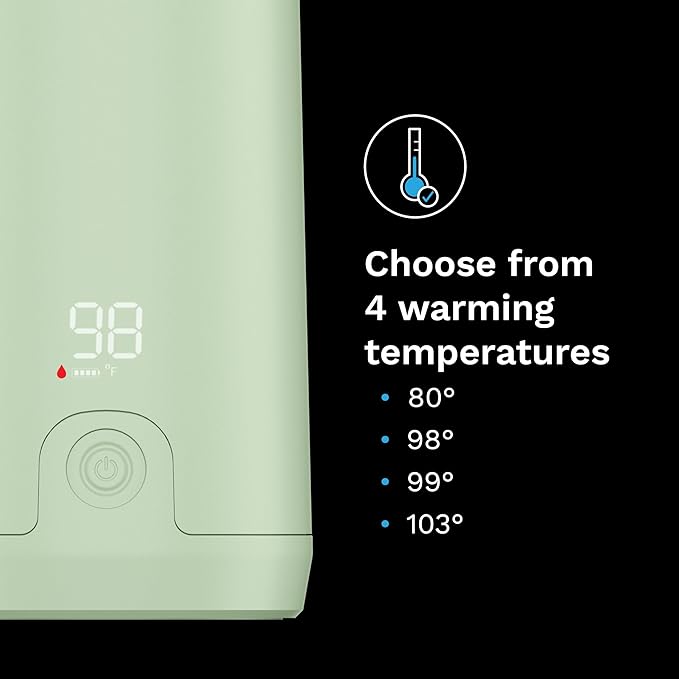 Baby Brezza Portable Warmer – 3X Faster Baby Bottle Warming - Travel Breastmilk and Formula Warmer - Safe, Even Heating - Up to 9oz - No Adapters, Green