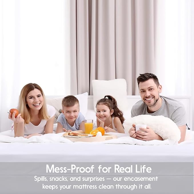 Zippered Mattress Encasement - Mattress Protector Zippered - 6-Sided Waterproof Mattress Cover with Zipper for Complete Protection - Soft, Noiseless, Machine Washable (White, Full (Pack of 12))