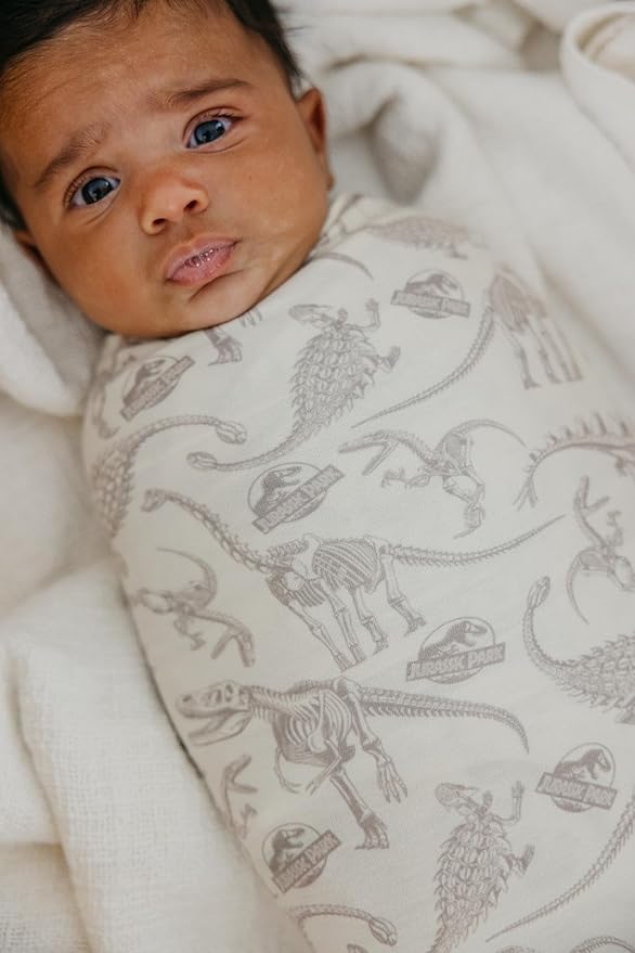 Copper Pearl Baby Swaddle Blanket - Premium Knit Baby Blanket, Large Soft Stretchy Receiving Blankets for Baby Boy and Girl, Swaddles for Newborn, Infant, and Toddler (Jurassic Park Fossils)