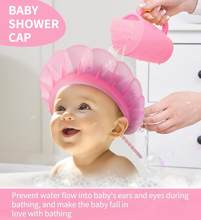 kair Baby Kids Shower Cap Soft Adjustable Silicone Toddler Bath Visor Children Hair Washing Hat Keep Kids Shield Water Out of Eyes & Ears (Pink, Head Size 12.5"-19" Less Than 24 Months)
