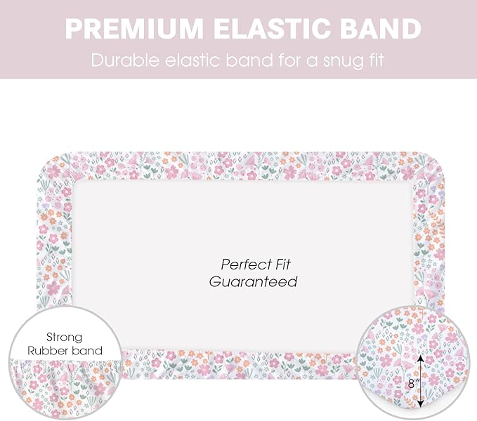Little Grape Land Crib Sheets Baby Toddler Sheets 4 Pack Fitted for Boys Girls, Standard Size 28x52‘’ Crib Mattress, Super Soft Breathable Washable Microfiber (Floral/Blossom/Dots/Blush Pink)