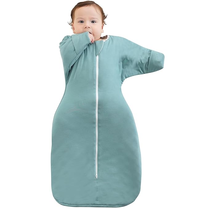 PuppyPaws Baby Sleep Sack 1.5 TOG, Transitional Swaddle with Arms Up Length Sleeves and Mitten Cuffs, Sleep Sack 0-3 Months, Wearable Blanket Baby, 95% Rayon derived from Bamboo, 5% Spandex