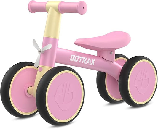 Gotrax Baby Balance Bike 1-2 Years, 7" Front & Rear Silent Wheels, Sturdy Steel Frame 66 lbs Load, Quick 2-Min Assembly, CPC Certified, Comfortable Soft Seat, Toddler Birthday Gift for Boys&Girls Pink