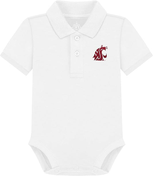 Creative Knitwear College Baby Polo Bodysuit Solid - Team Logo, Multiple Colors, for Boys & Girls (0-12 Months)