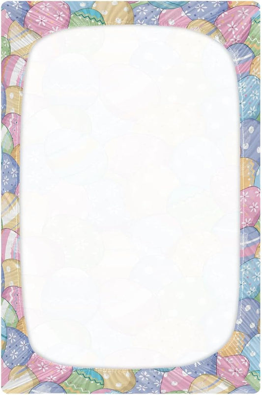 Cute Easter Eggs Crib Sheets Soft Breathable Fitted Baby Crib Sheets Mattress Cover for Girl Boys, 52" x 28" x 9"