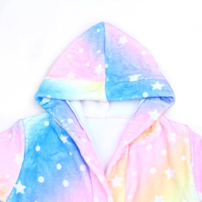 QPANCY Girls Robe Kids Bathrobes Soft Plush Fleece Pajamas Sleepwear