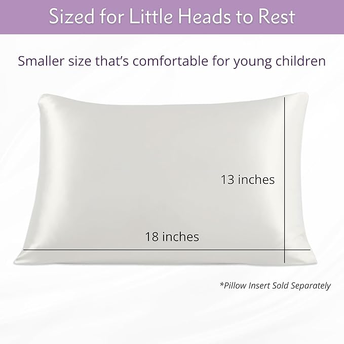 Mulberry Park 19 Momme Silk Pillowcase for Kids & Toddlers - Prevents Bed Head & Frizz, Gentle on Delicate Skin & Hair - Grade 6A Pure Mulberry Silk - 13" x 19" / Natural White