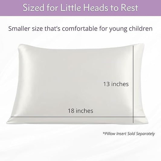 Mulberry Park 19 Momme Silk Pillowcase for Kids & Toddlers - Prevents Bed Head & Frizz, Gentle on Delicate Skin & Hair - Grade 6A Pure Mulberry Silk - 13" x 19" / Natural White