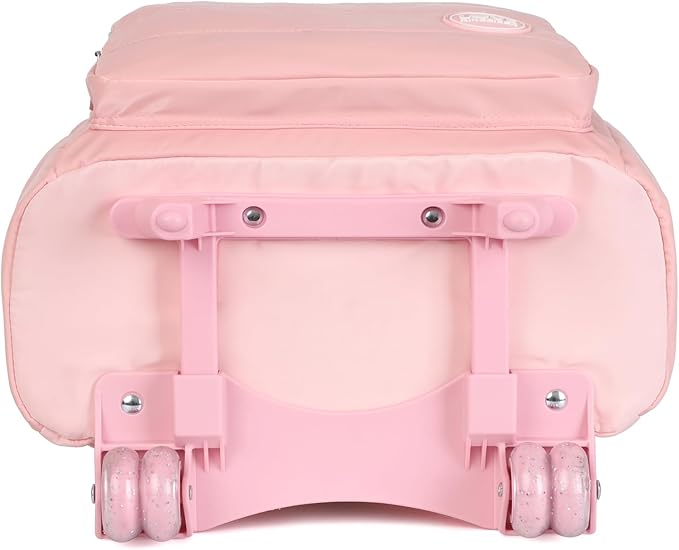 kingdisen Girls Kids Rolling Backpacks, Carry on Backpack with wheels (FLOWER PINKISH ORANGE)