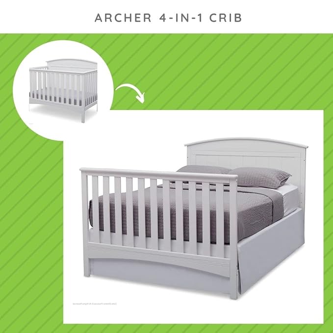 Full-Size Conversion Kit Bed Rails Compatible with Archer Convertible Cribs by Delta Children - Solid Wood Rail #0050 - Toddler & Adult Bed Rail for Full-Size - Nursery Furniture (Bianca White - 130)