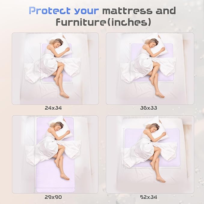 Incontinence Bed Pads for Adults Washable Waterproof, Super Absorbent Protection Pet Pee Pads ,Reusable Quick Drying Underpads for Kids/Elderly (34''x52'')
