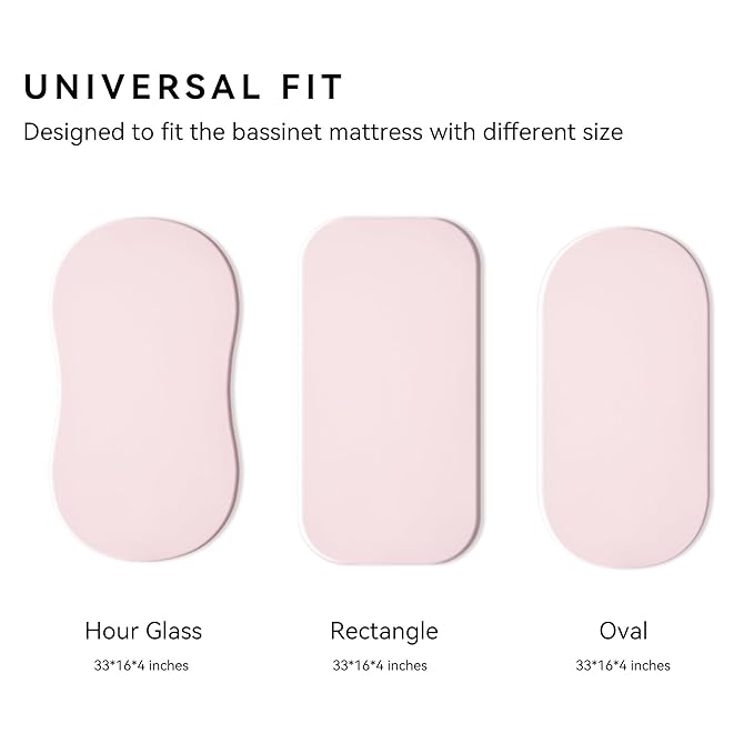 TILLYOU Baby Bassinet Sheets for Girls Boys, Fit for Hourglass Oval Rectangle Bassinet Mattress Sheets, 33”X16”, 2 Pack Swan Dance and Pink