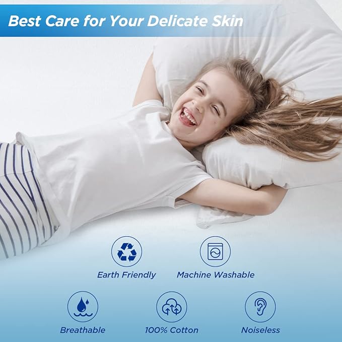 Waterproof Mattress Protector, Twin Size Terry Cotton Mattress Pad Cover Breathable Deep Pocket Fitted Sheet Style 39"x75" +18 Inch Pocket