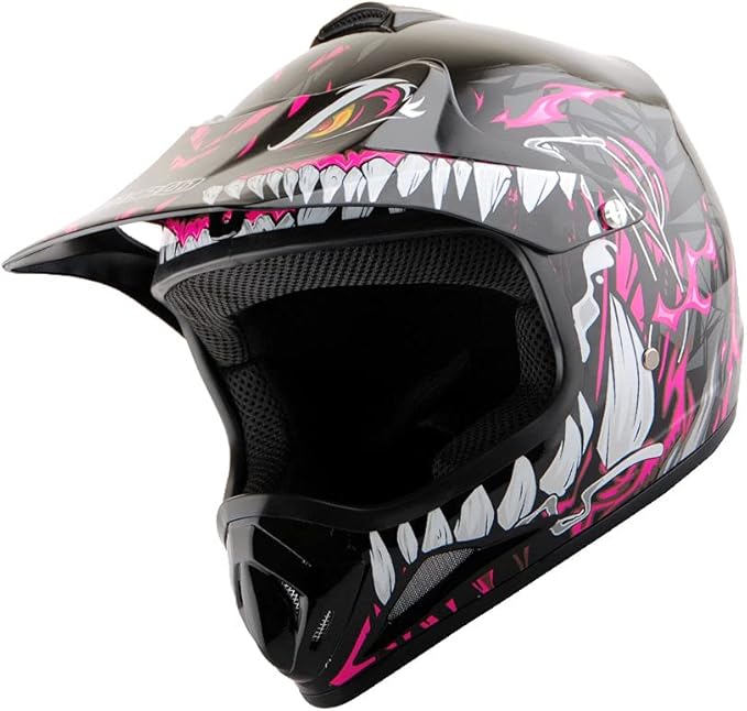 WOW Youth Kids Motocross BMX MX ATV Dirt Bike Dianosour Helmet Dragon + Goggles + Martian Youth Glove Bundle: HJOY MG Bundle